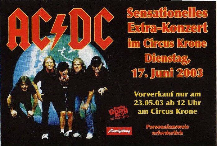 beslutte Kristus billede 2003/06/17 - DEU, Munich, Circus Krone | Highway To ACDC : le site  francophone sur AC/DC